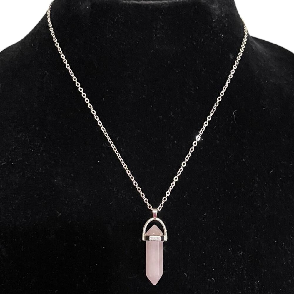 Pink Rose Quartz Silver Chain 21.5” NEW